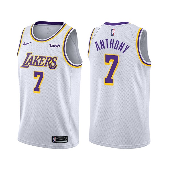 Men's Los Angeles Lakers #7 Carmelo Anthony White Stitched Basketball Jersey